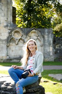 Photographer having a laugh at her photoshoot in York